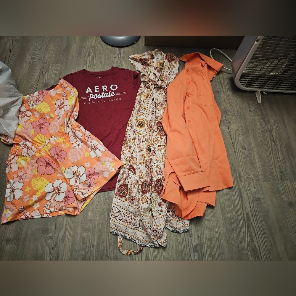 Shirts sweaters sweatshirts tank tops and body suits two dress and one red skirt